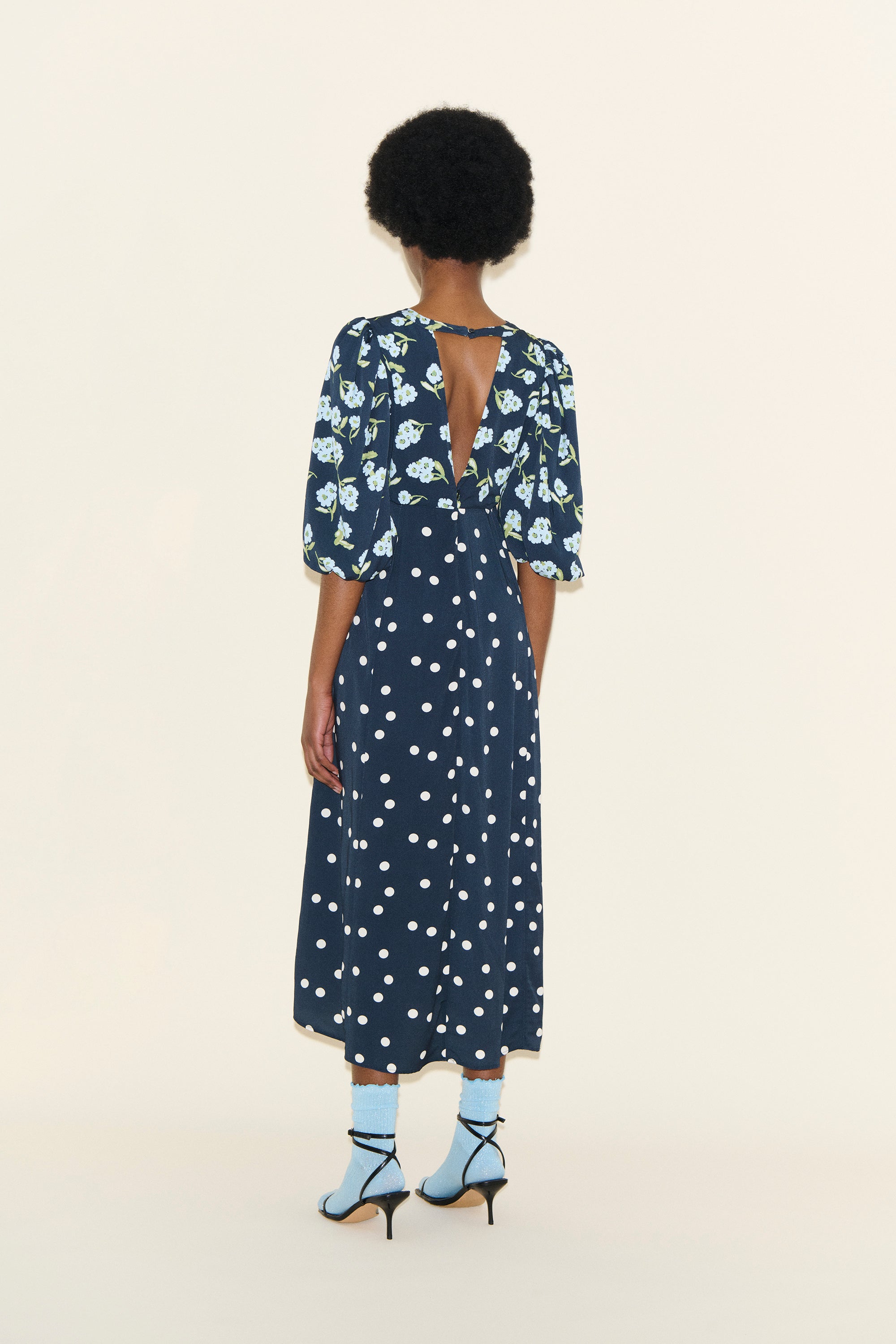 DAHLIA Navy Polka and Powder Blue Floral