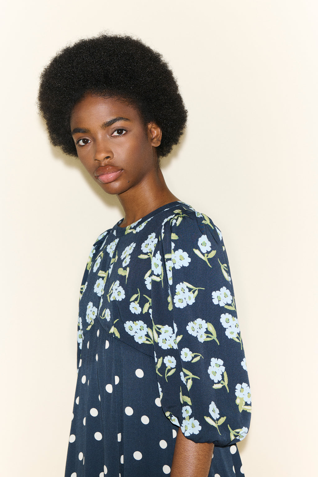 DAHLIA Navy Polka and Powder Blue Floral